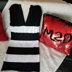 Black and white midi dress